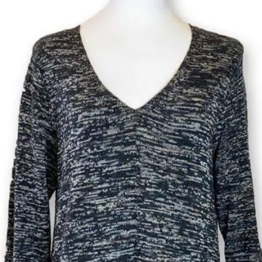J. Jill Black Gray Heather Lightweight Knit 3/4 Sleeve Asymmetrical Hem Dress - Picture 2 of 10